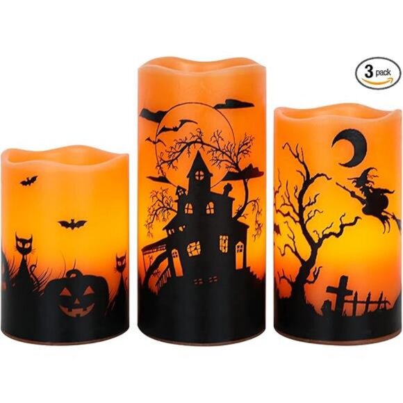 Halloween Flickering Flameless Candles with 6 Hour Timer Battery Operated LED - Picture 7 of 7